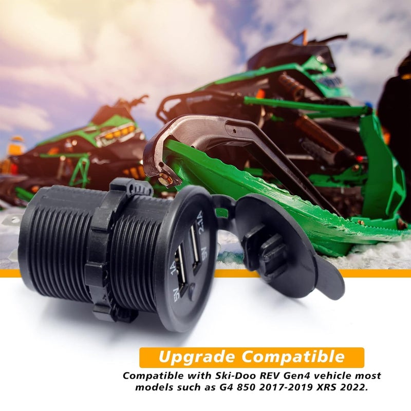 Lisnhlin 860201261 قابس USB مع منفذين متوافق مع Ski-Doo Renegade g4 850 xrs 2017-2022، بديل لمجموعة مخرج الطاقة USB REV Gen4 يوفر طاقة مستقرة لشحن البطاريات أثناء القيادة - Image 3